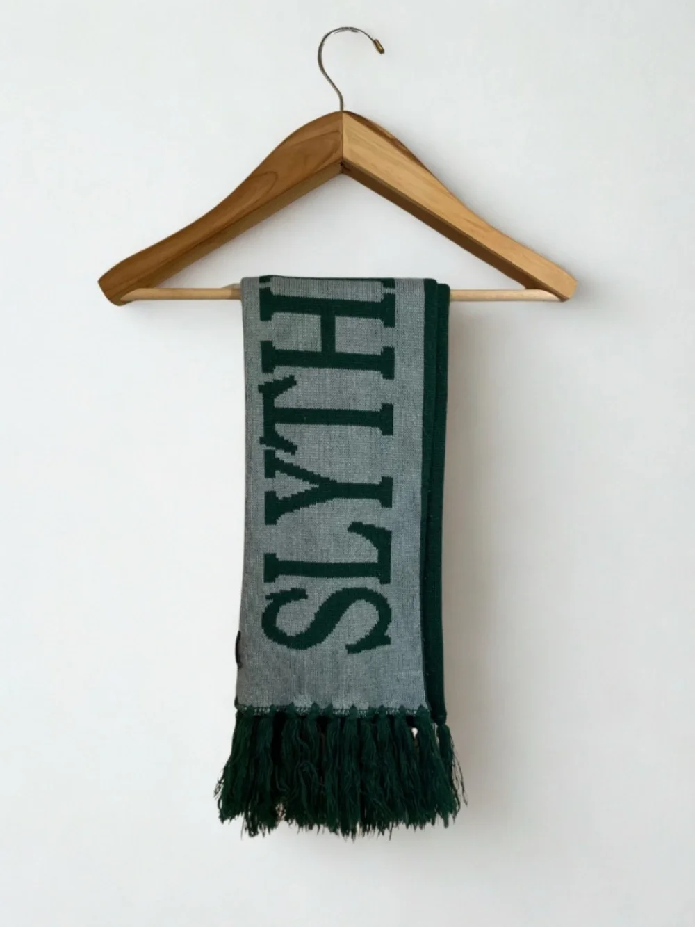 Harry Potter Slytherin House Serpent Crest Knit Scarf in Green and Silver